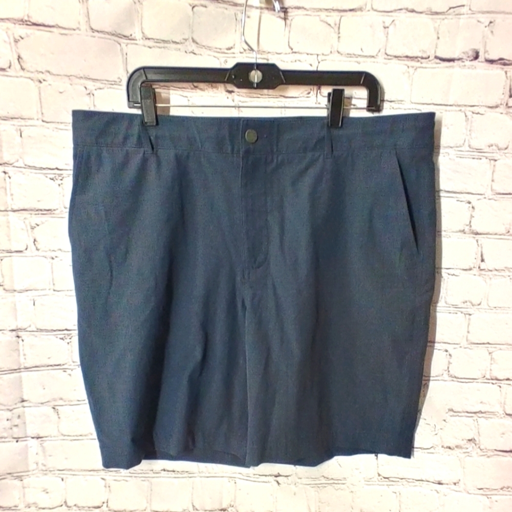 Faherty Mens All Day Stretch Khaki Navy Blue Shorts 38